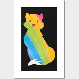 Rainbow fox pattern - Colourful Posters and Art